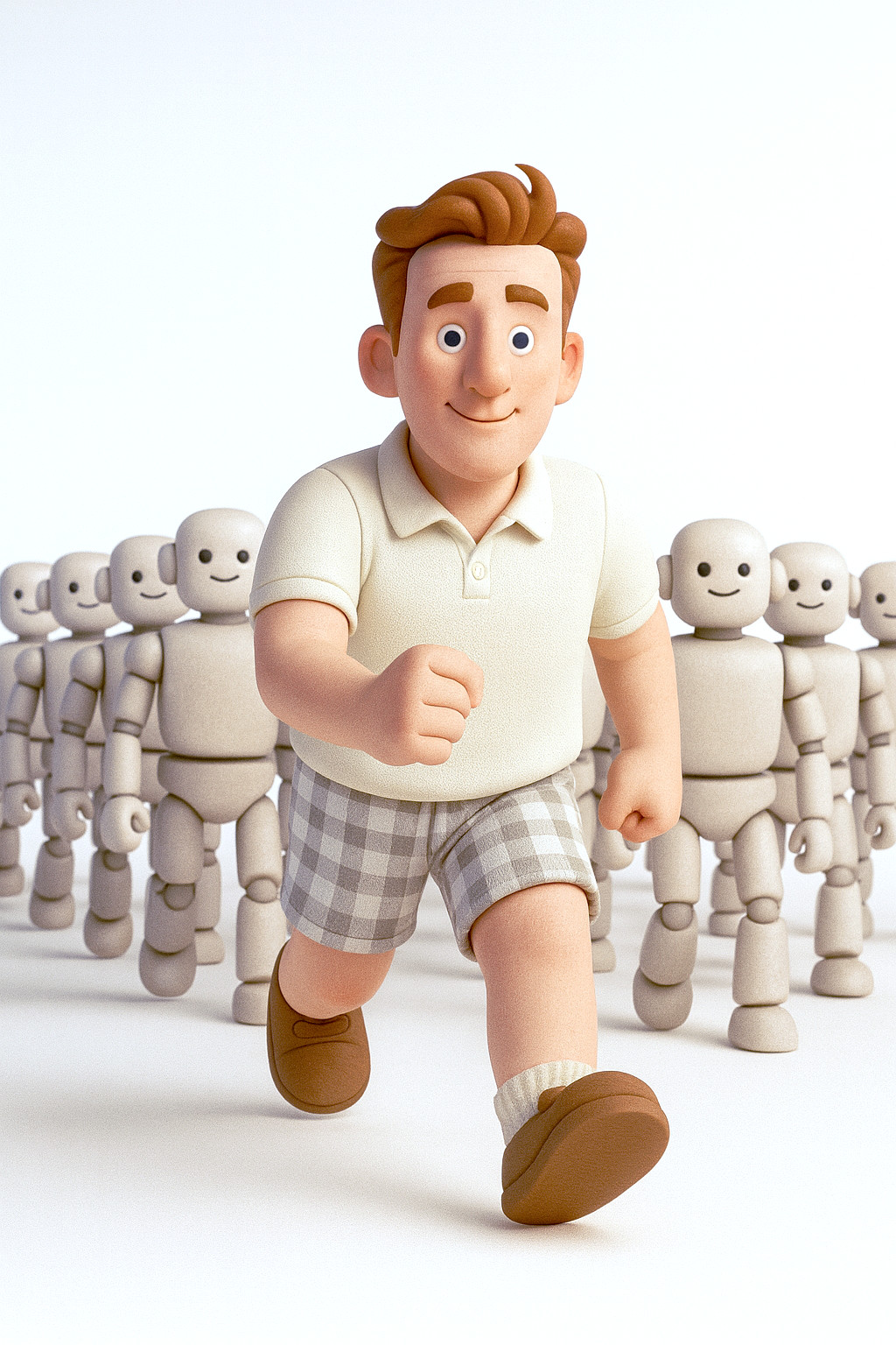 Julius leading a friendly robot workforce